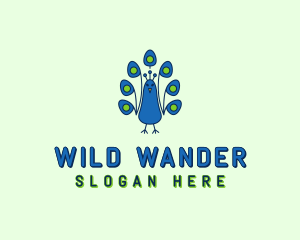 Wild Peacock Bird logo design