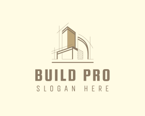 Construction Building Blueprint logo design