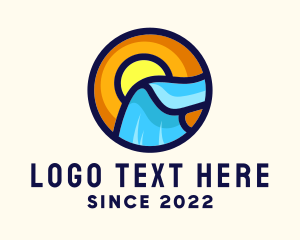 Island - Sunset Ocean Waves logo design
