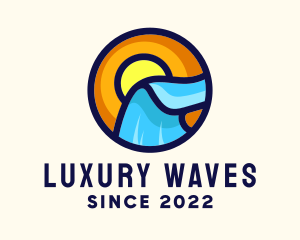 Sunset Ocean Waves logo design