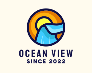 Sunset Ocean Waves logo design