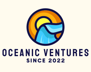 Sunset Ocean Waves logo design