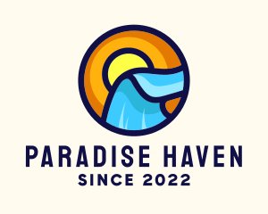 Sunset Ocean Waves logo design