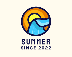 Sunset Ocean Waves logo design