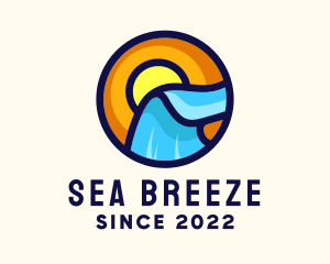 Sunset Ocean Waves logo design