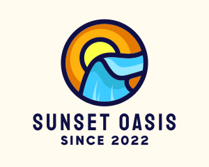 Sunset Ocean Waves logo design