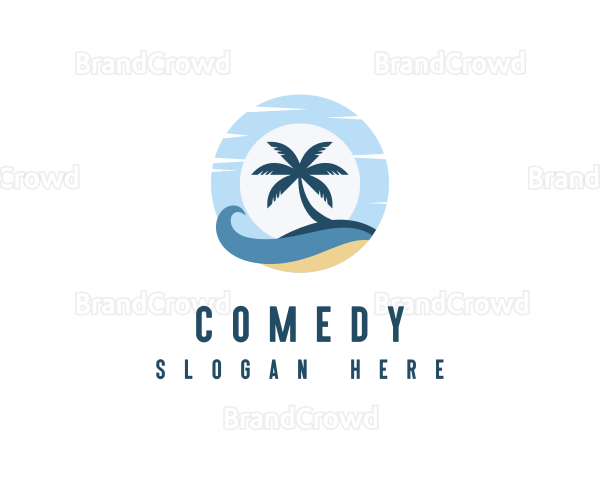 Palm Tree Island Wave Logo