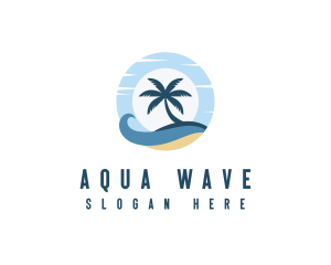 Palm Tree Island Wave logo design