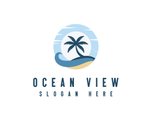 Palm Tree Island Wave logo design