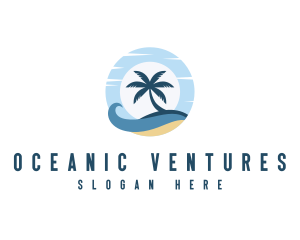 Palm Tree Island Wave logo design