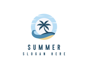 Palm Tree Island Wave logo design