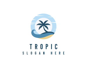 Palm Tree Island Wave logo design