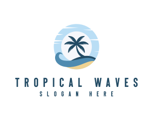 Palm Tree Island Wave logo design