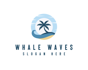 Palm Tree Island Wave logo design