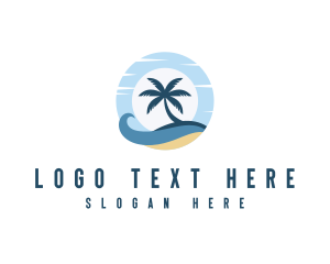 Resort - Palm Tree Island Wave logo design
