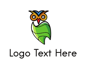 Cartoon Character - Owl Leaf Cocoon logo design
