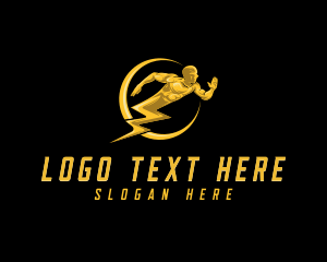 Triathlon - Fast Lightning Human logo design