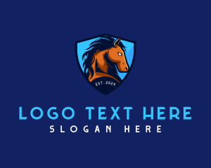 Blue Horse - Horse Shield Cavalry logo design
