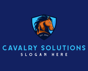 Cavalry - Horse Shield Cavalry logo design