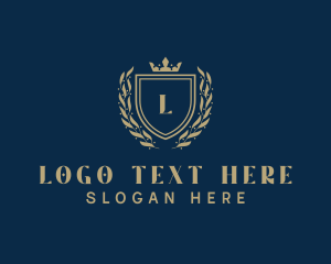 Letter - Royal Shield Ornamental Wreath logo design