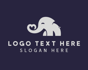 Safari - Elephant Zoo Heart logo design