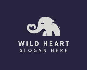 Elephant Zoo Heart logo design