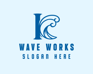 Letter Waves Surfing logo design