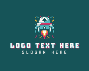 Outer Space - Gaming Spaceship Pixel logo design