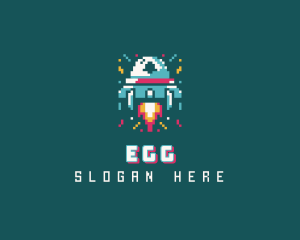 Gaming Spaceship Pixel Logo