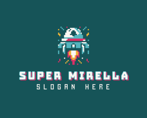 Gaming Spaceship Pixel Logo