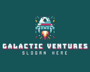 Spaceship - Gaming Spaceship Pixel logo design