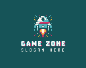 Gaming Spaceship Pixel logo design