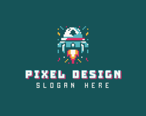 Gaming Spaceship Pixel logo design