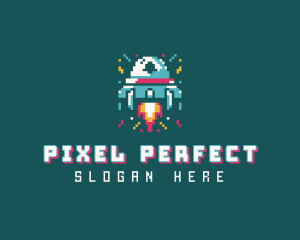 Gaming Spaceship Pixel logo design