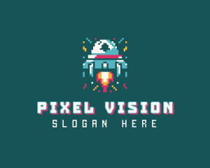 Gaming Spaceship Pixel logo design