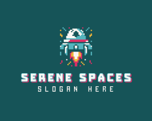 Gaming Spaceship Pixel logo design