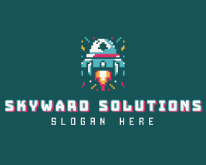 Gaming Spaceship Pixel logo design