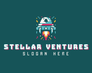 Gaming Spaceship Pixel logo design