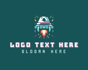 Gaming Spaceship Pixel Logo