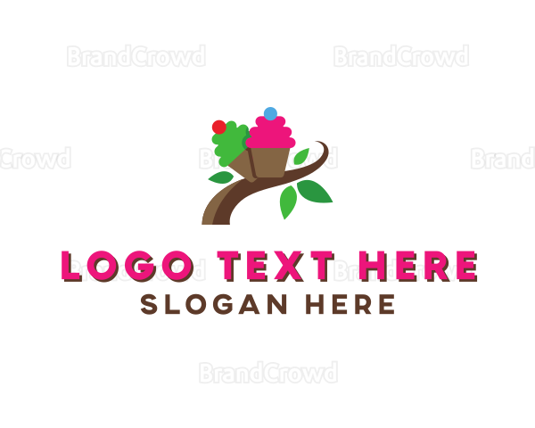 Organic Cupcake Dessert Logo