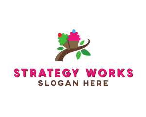 Organic Cupcake Dessert  logo design