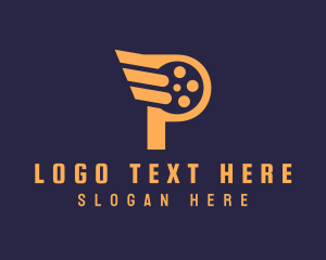 Yellow - Letter P Wing Film logo design