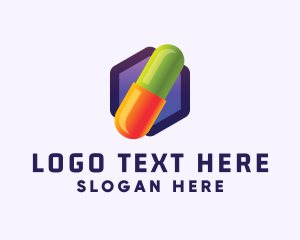 Vitamin - Hexagon Medication Pill logo design