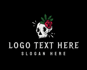 Skeleton - Punk Skull Rose logo design