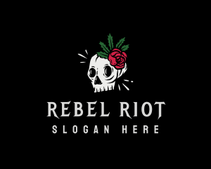 Punk - Punk Skull Rose logo design
