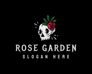 Rose - Punk Skull Rose logo design