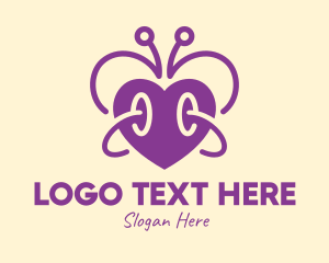 Insect - Purple Butterfly Heart logo design
