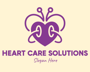 Purple Butterfly Heart logo design