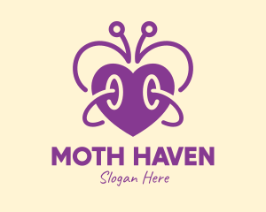 Purple Butterfly Heart logo design