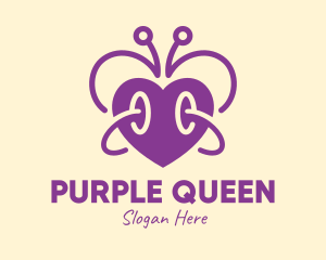 Purple Butterfly Heart logo design